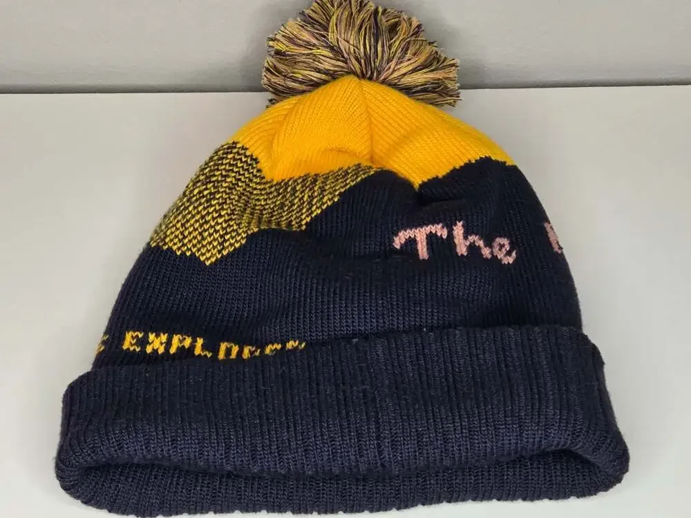 The North Face Heritage Ski Tuke Beanie Navy Yellow Pom Pom Hat